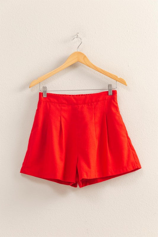 Sand Washed Pleated Shorts