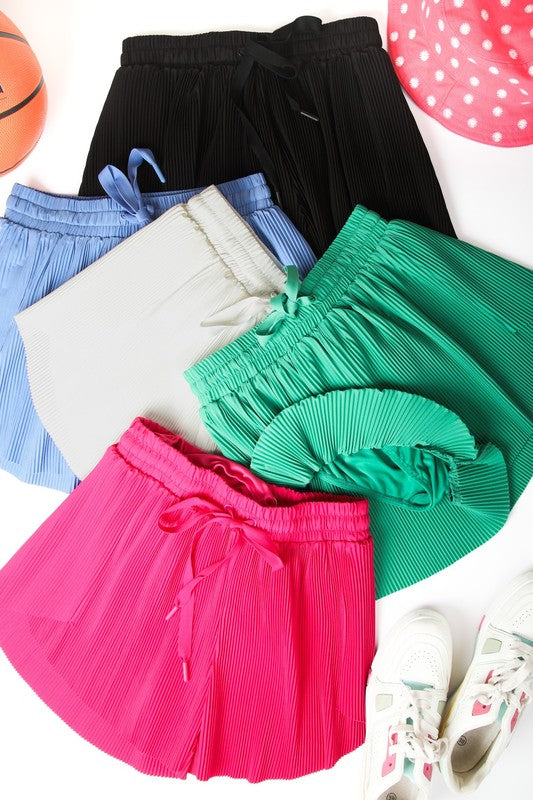 Pleated Drawstring Shorts