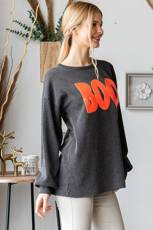 Ribbed Boo Pullover