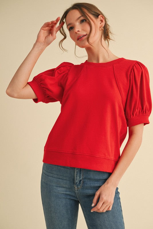 Red Pleated Blouse