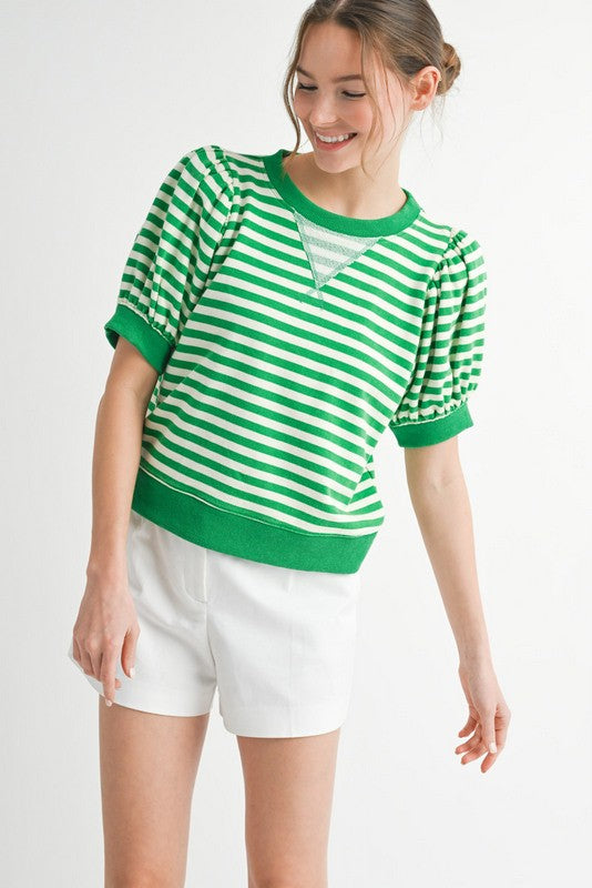 Kelly Green Stripe Top