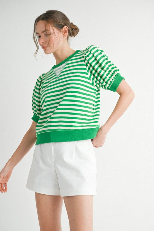 Kelly Green Stripe Top