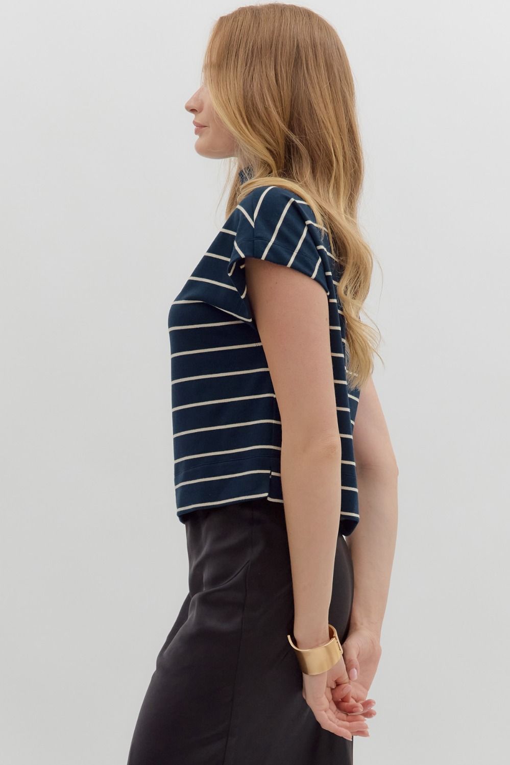 Navy Mock Neck Top