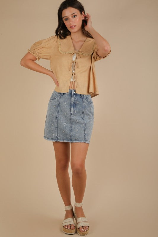 Bow Denim Skirt