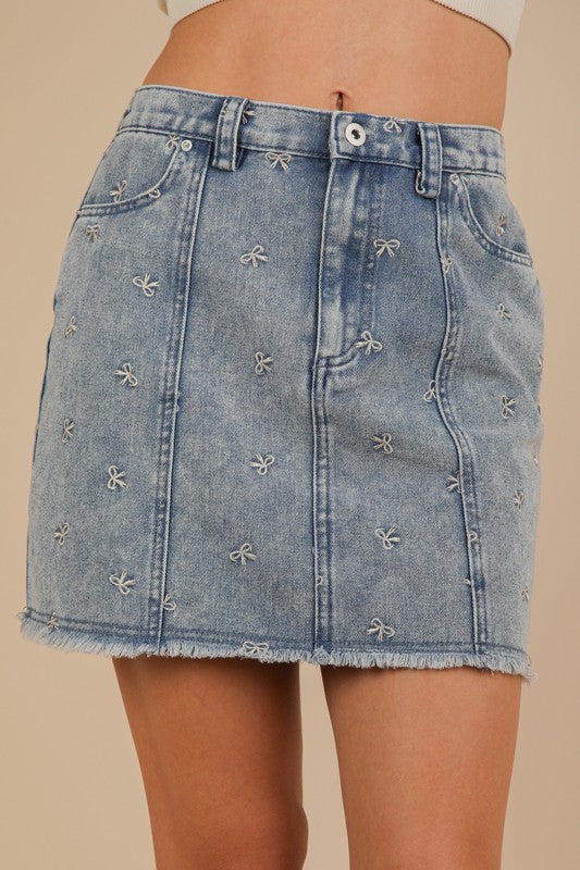 Bow Denim Skirt
