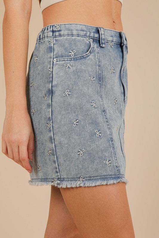 Bow Denim Skirt