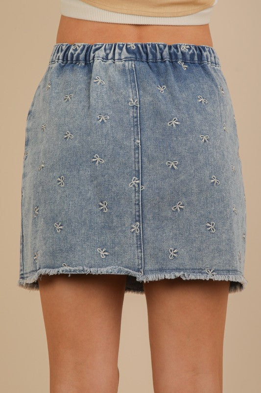 Bow Denim Skirt