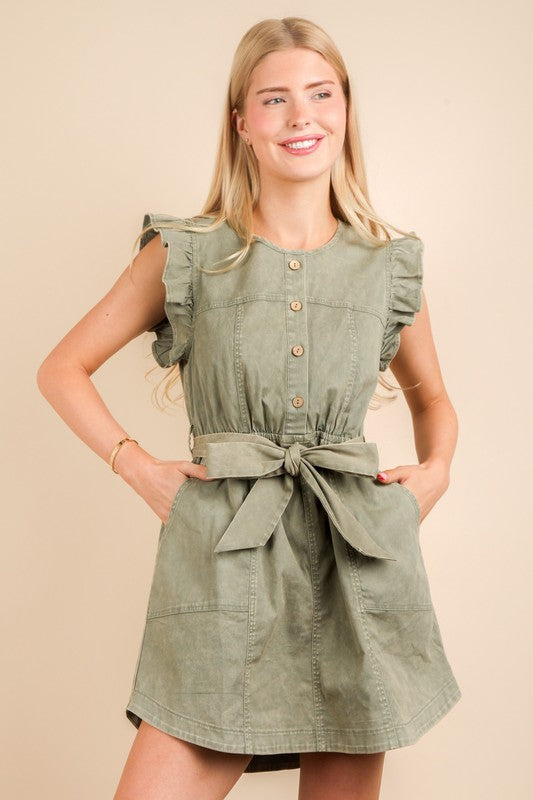 Chambray Ruffle Dress