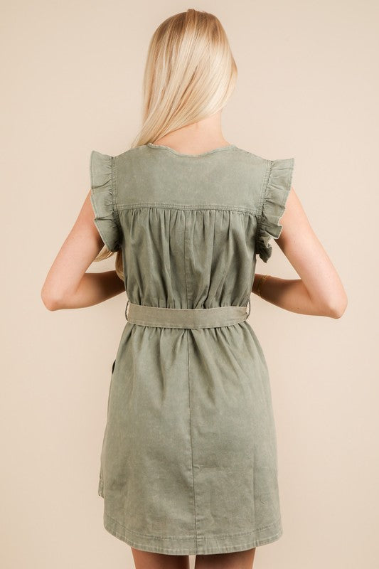 Chambray Ruffle Dress