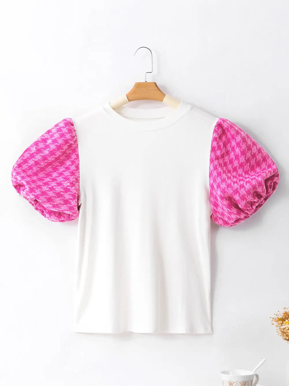 Tweed Puff Sleeve Blouse