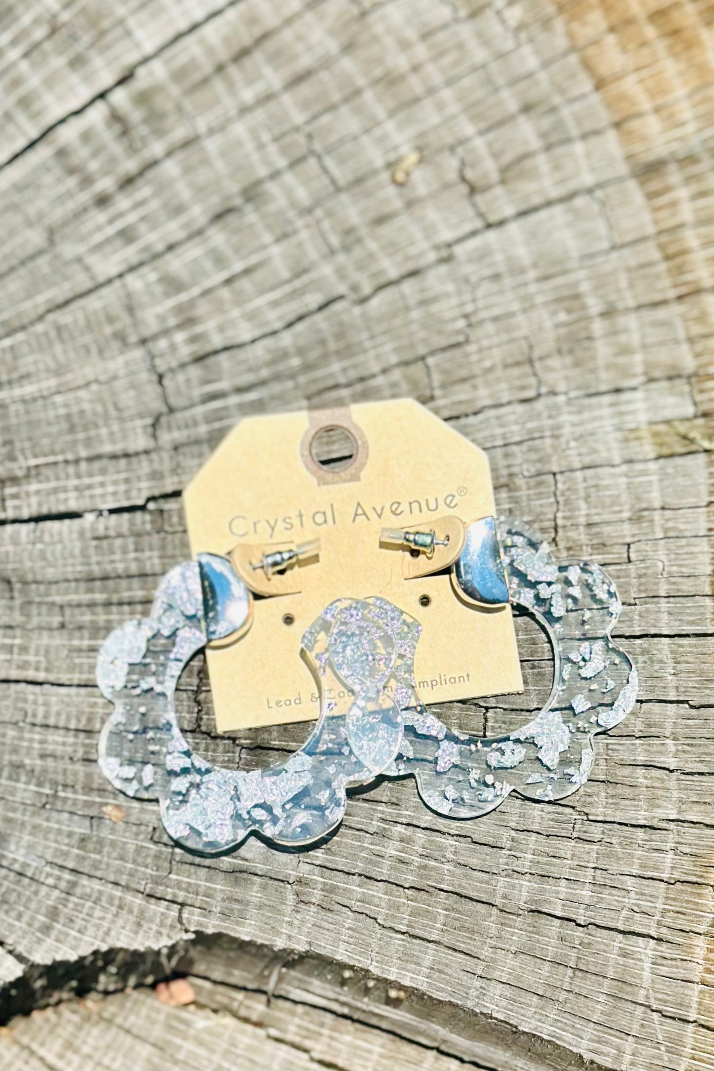 Silver Acrylic Flake Earrings - Twisted Sisters Shoetique