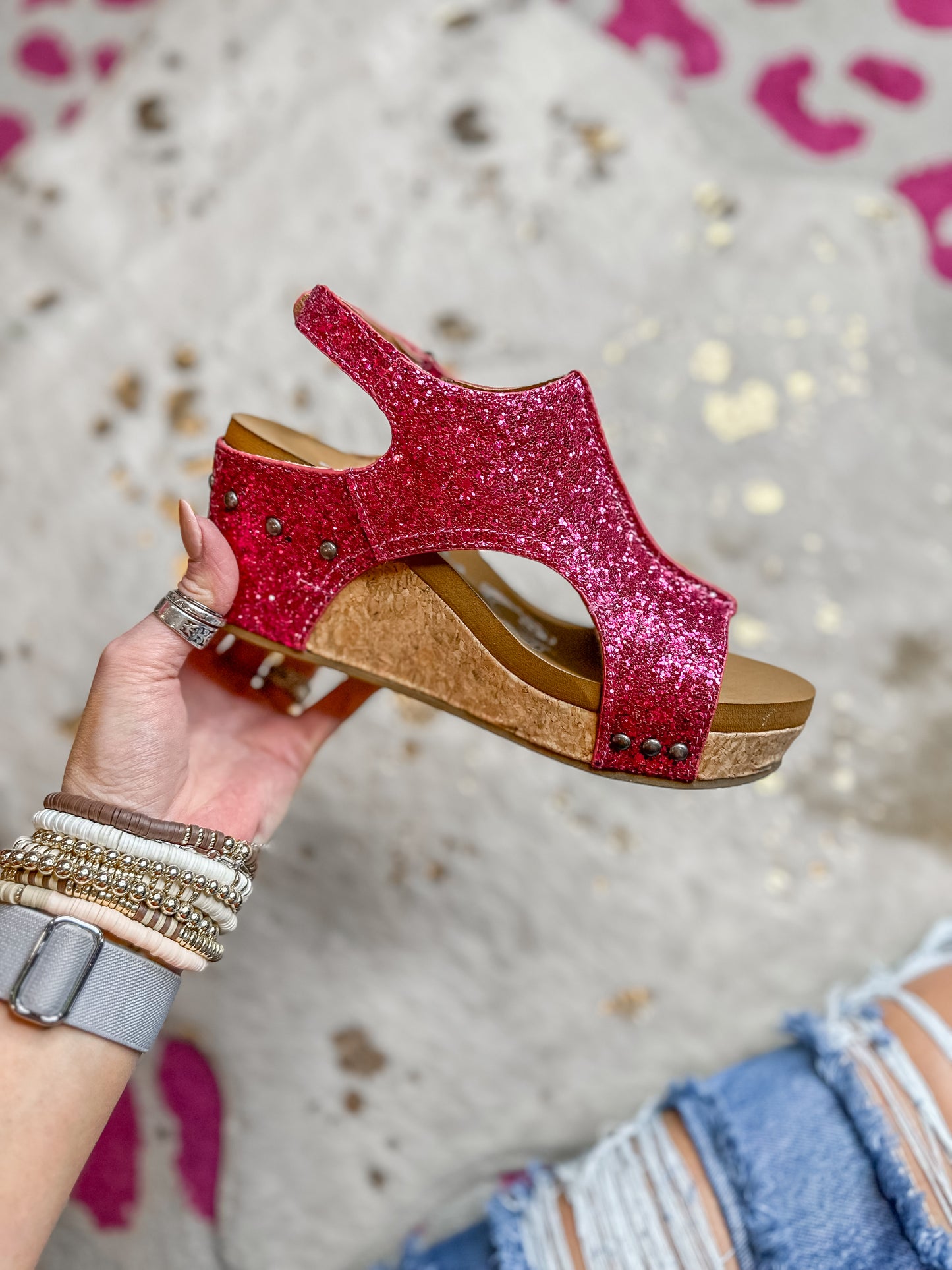Pink Glitter Wedges - Twisted Sisters Shoetique
