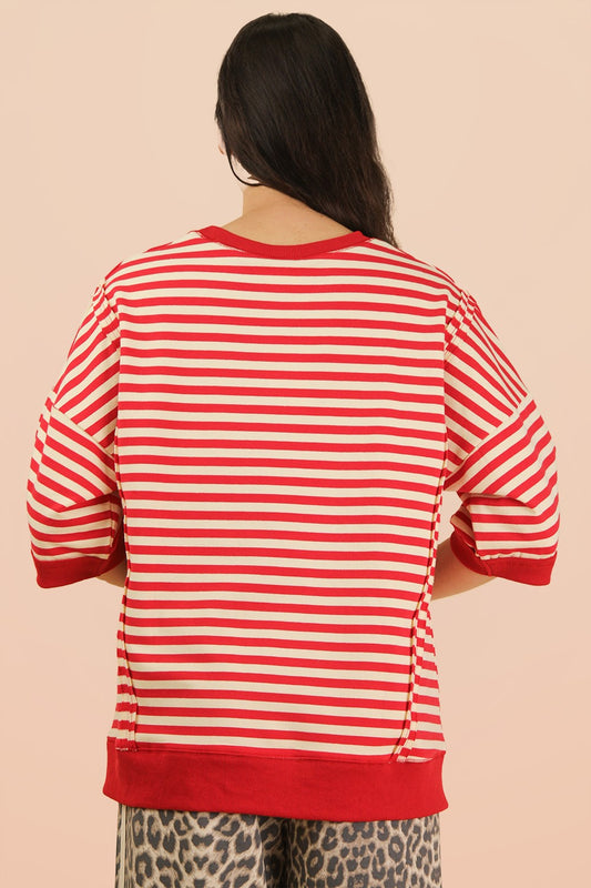 Easy Street Oversized Stripe Knit Top
