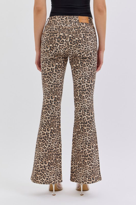 Back view of women’s leopard flare jeans from Waco boutique