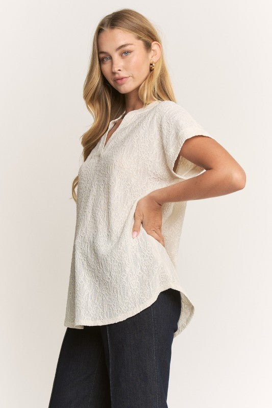lightweight lace pattern woven boutique top