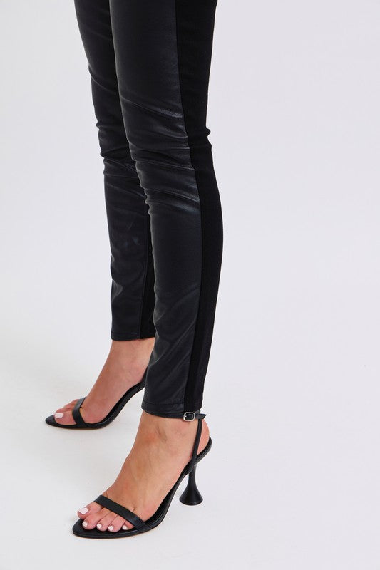 Judy Blue-Leather and Denim Skinnies