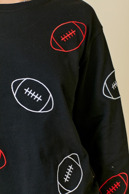 Embroidered Football Sweatshirt