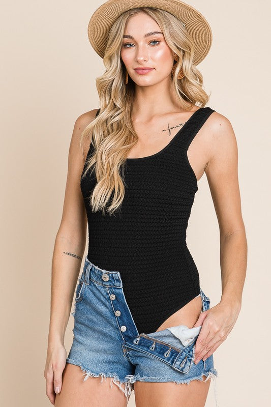 Black Textured Bodysuit