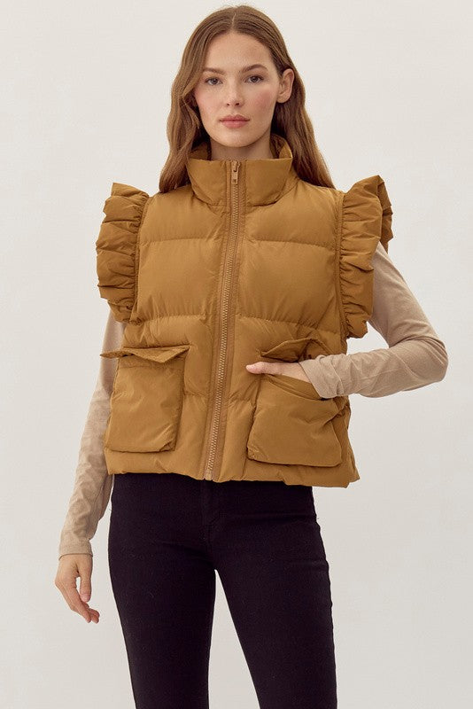 Ruffle Puffer Vest