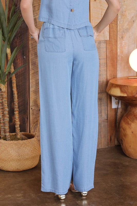 High Waisted Chambray Pants