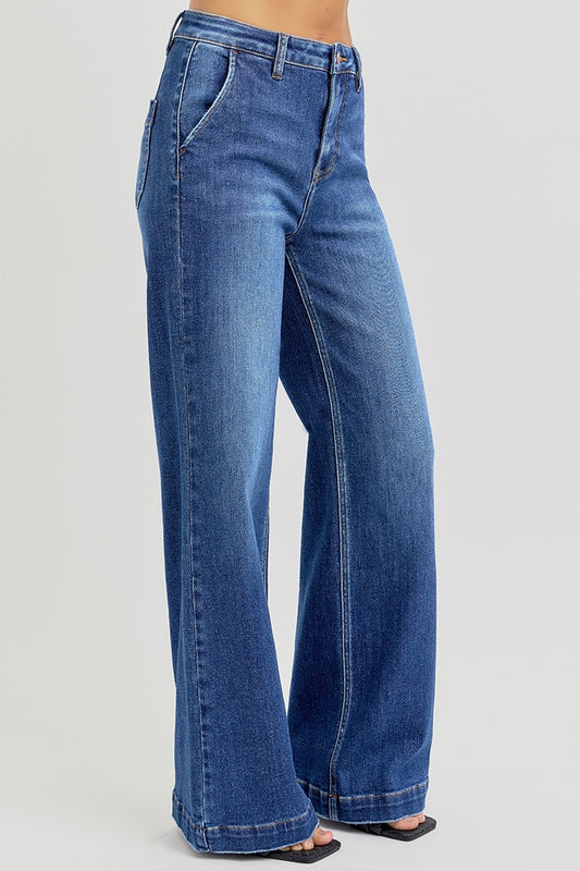 Risen-Slant Pocket Jeans