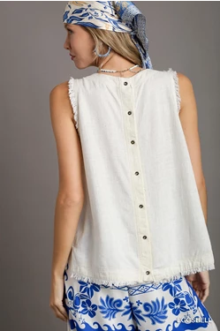 Linen Back Button Up Blouse