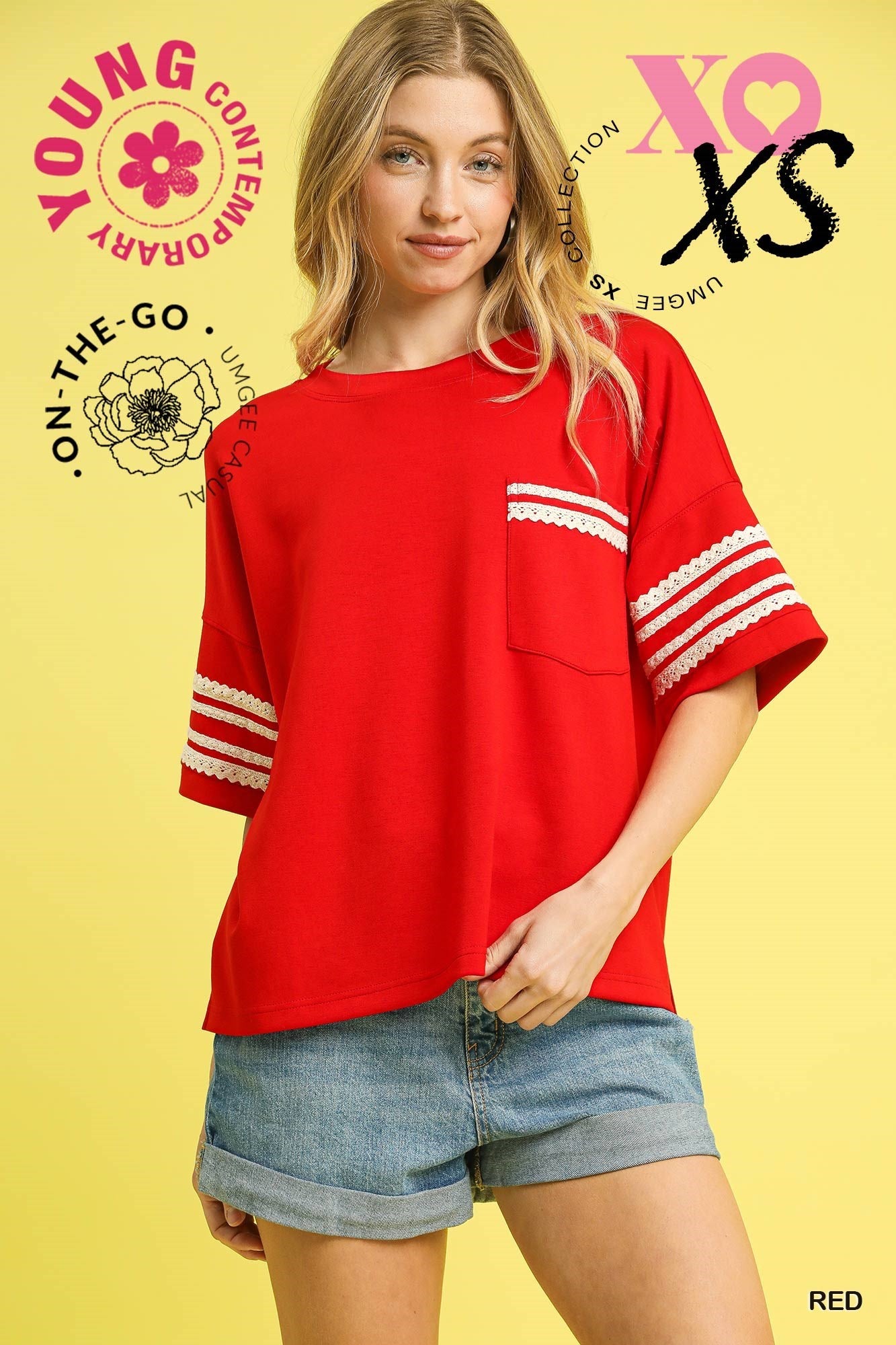 Lace Trim Pocket Tee
