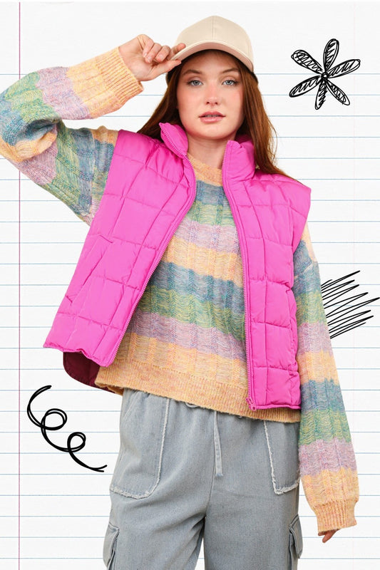 Fuchsia Puffer Vest