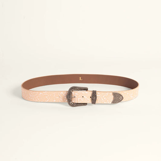 Myra Sophia Beige Floral Leather Western Belt