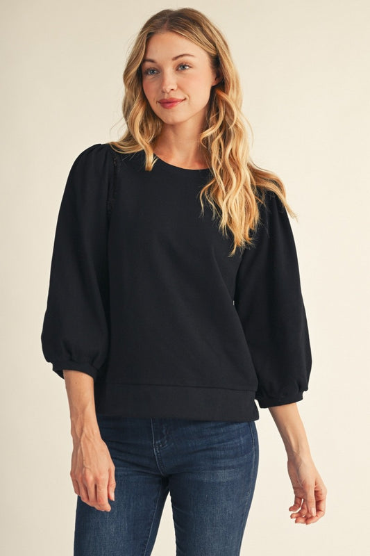 Lace Detail Puff Sleeve Top