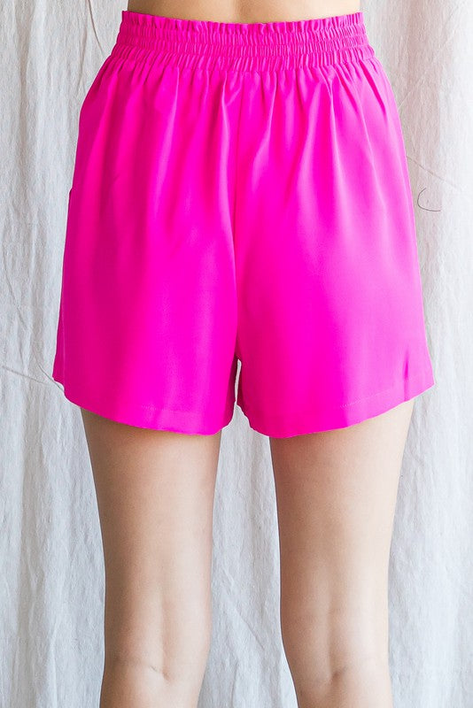 Solid Front Tuck Shorts