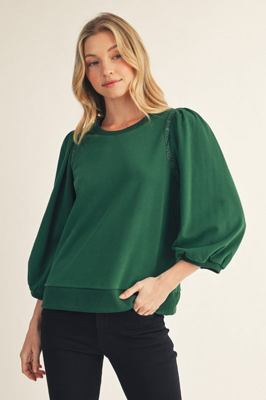 Lace Detail Puff Sleeve Top