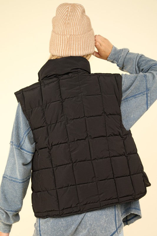 Black Basic Puffer Vest