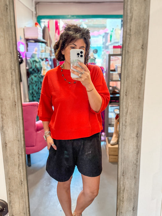 Cloudy Knit 1/2 Sleeve Top