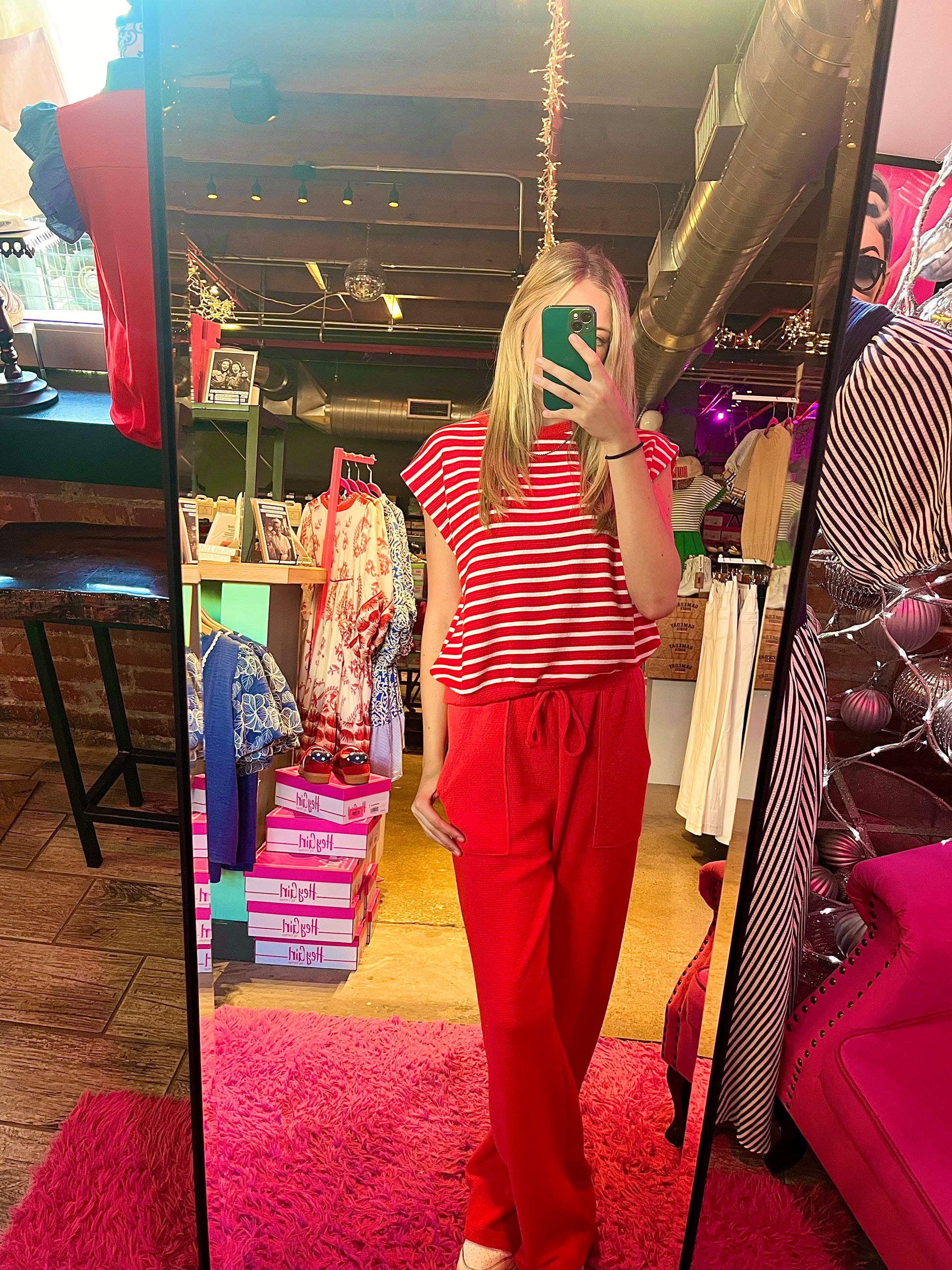 The Traci Stripe Top-Red - Twisted Sisters Shoetique