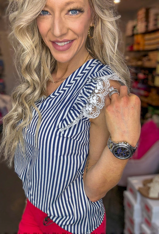 Ruffle Stripe Blouse