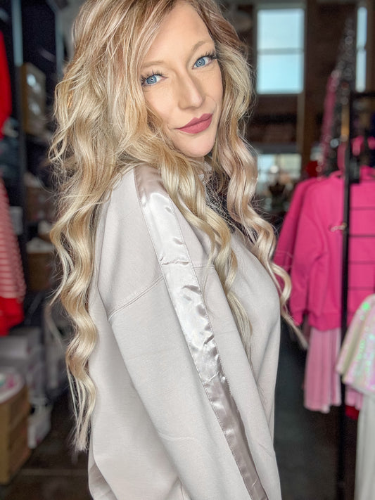 Luxe Satin Stripe Top-Cream - Twisted Sisters Shoetique