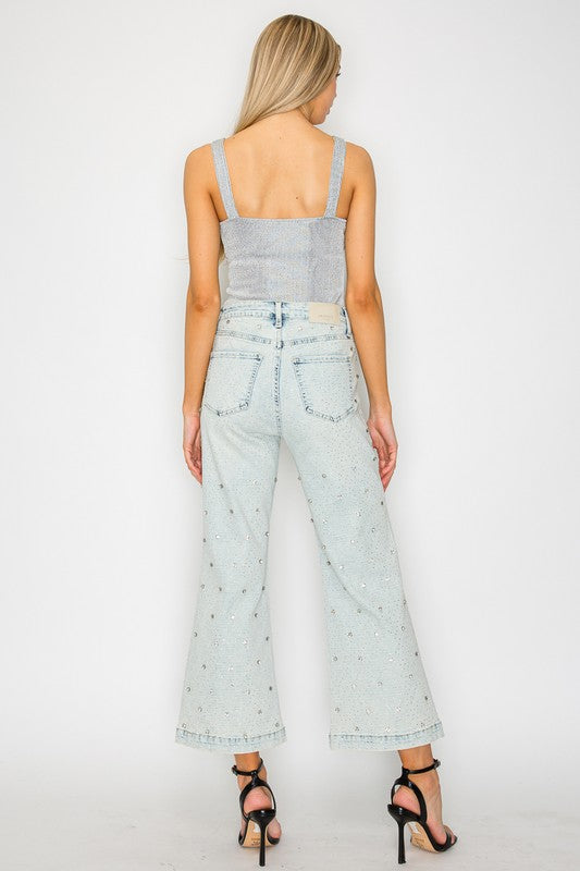 Jewel Embellished Crop Jeans