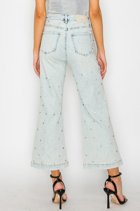 Jewel Embellished Crop Jeans