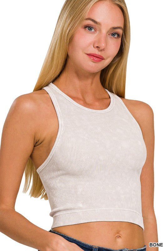 Hi Neck Ribbed Crop