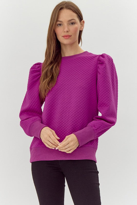 Magenta Textured Sweatshirt