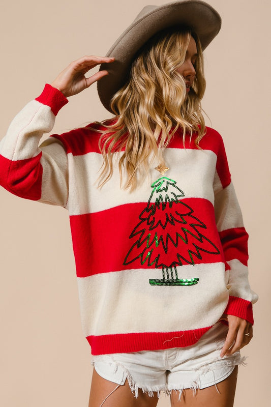 Stripe Tree Sweater