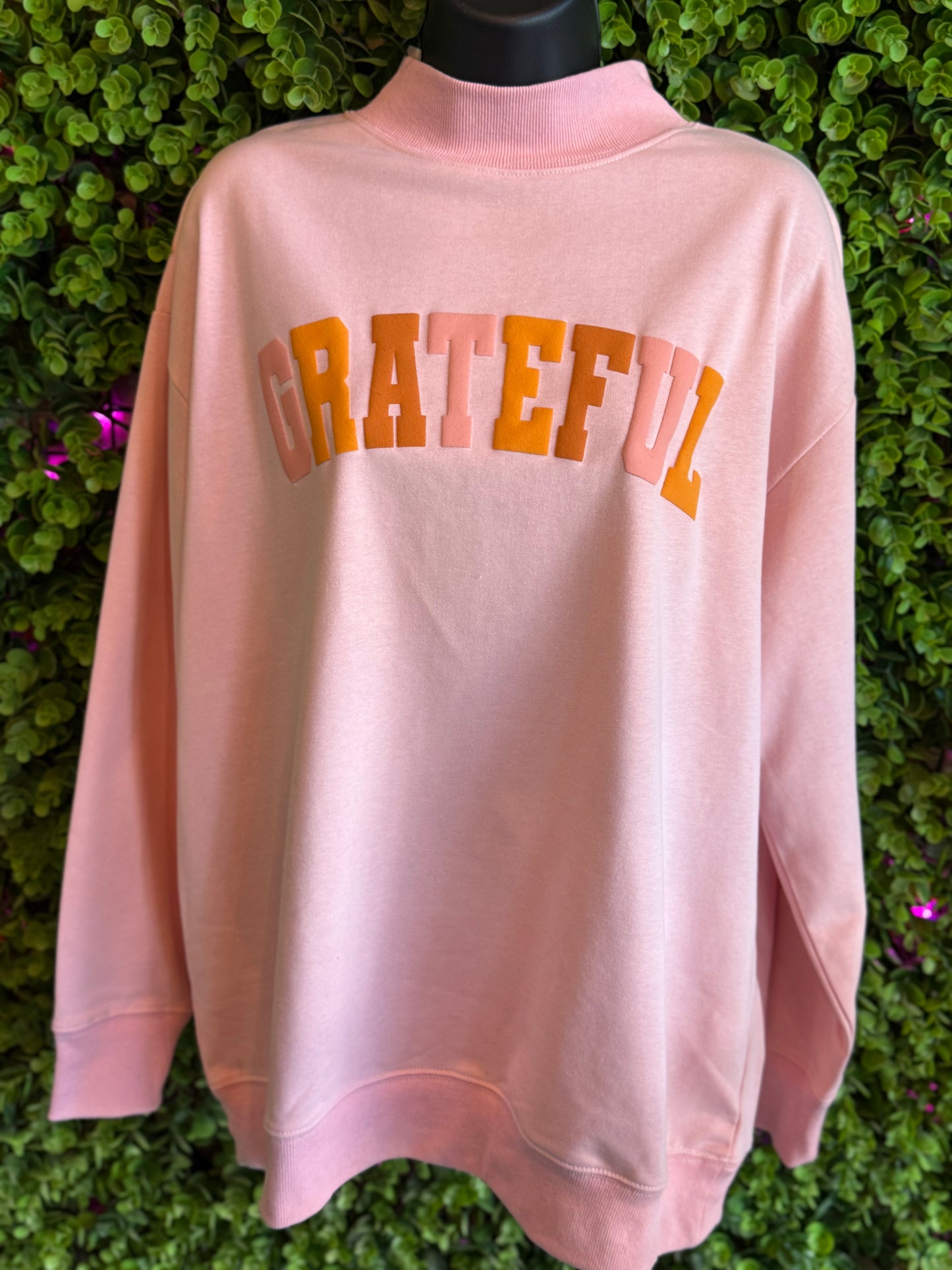 Grateful Pink Mock Neck Sweatshirt