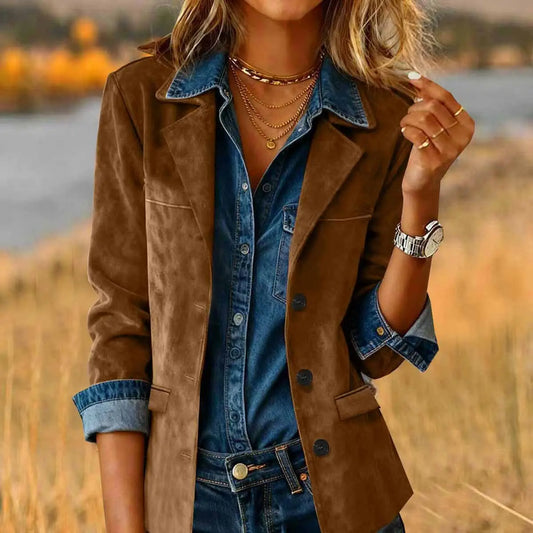 Faux Suede Jacket – Brown