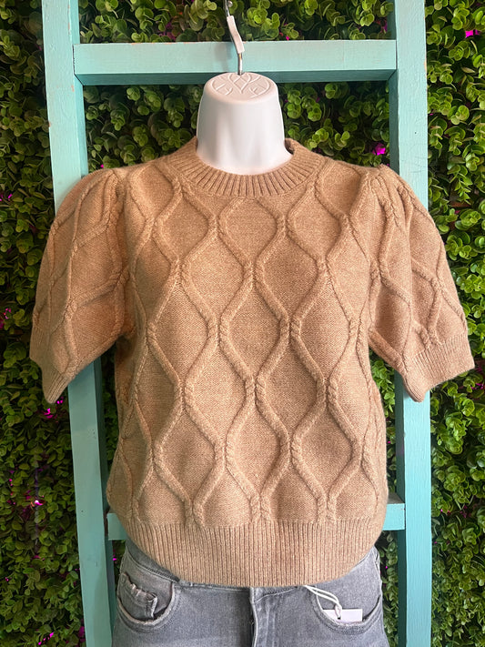 Oatmeal Diamond Sweater Blouse - Twisted Sisters Shoetique