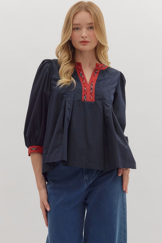 Navy Jingle Blouse