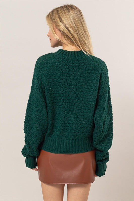 Textured High Neck Sweater