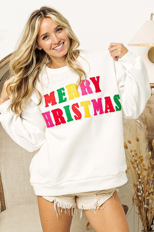 Merry Christmas Patch Pullover