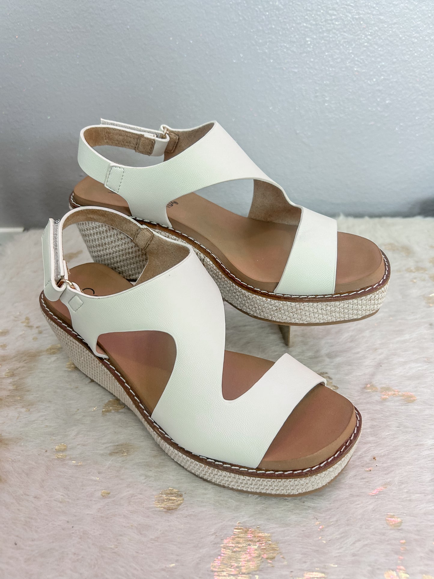 Corky’s Steppin’ Out Wedges-White - Twisted Sisters Shoetique