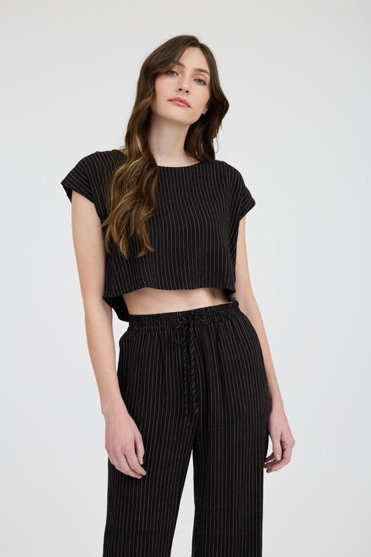 Pinstripe Linen Top
